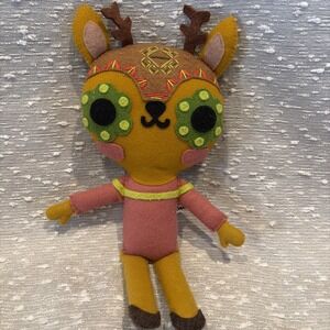 Handmade Jelpudo Doll‎ Stuffed Animal Deer Pink Orange Felt Collectible
